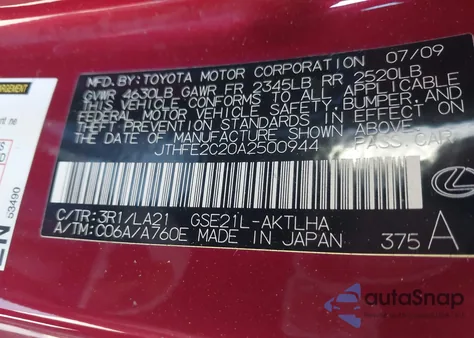 2010 Lexus Is 350C z USA, uszkodzony, nr VIN JTHFE2C20A2500944